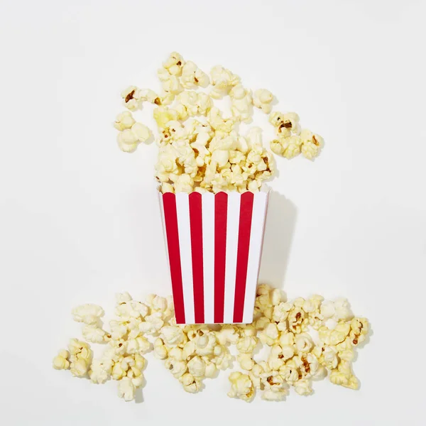 Voll Popcorn Klassisch Gestreifter Box — Stockfoto