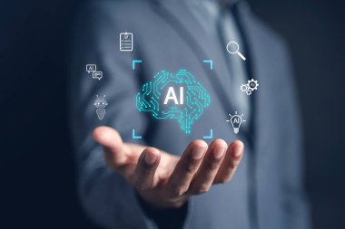 İş buluşlarında yapay zeka teknolojisi. veri, otomasyon ve akıllıca karar.