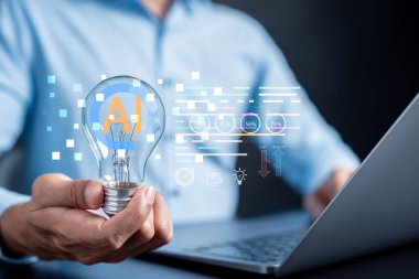 Yaratıcı finansal maliyet ve kalite optimizasyonu ve ampul fikri için yapay zeka, akıllı finans, yenilik ve iş büyümesi için yapay zeka.