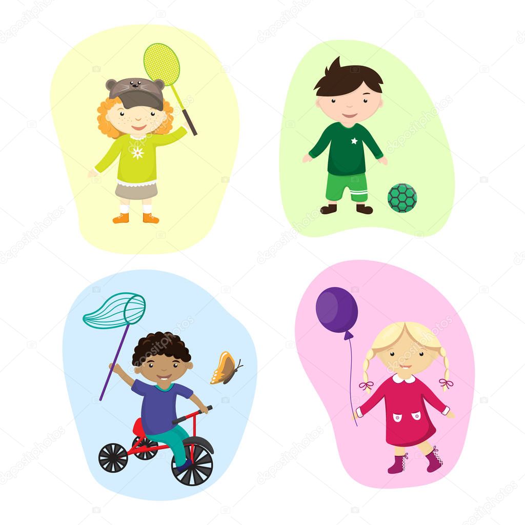 Illustration of children playing sports