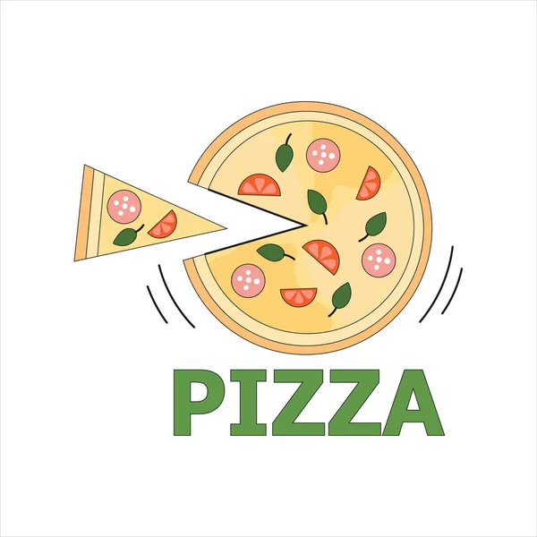 Pizza teslimatı, logo. Dönen tekerlek şeklinde pizza..