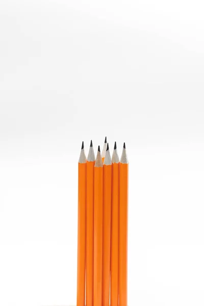 Incroyables Crayons Isolés Sur Fond Blanc Pur Crayon Orange — Photo