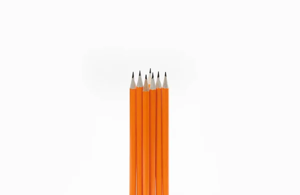 Incroyables Crayons Isolés Sur Fond Blanc Pur Crayon Orange — Photo