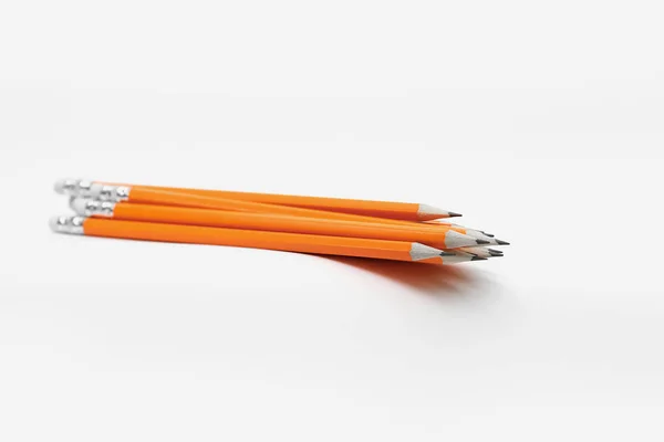 Incroyables Crayons Isolés Sur Fond Blanc Pur Crayon Orange — Photo