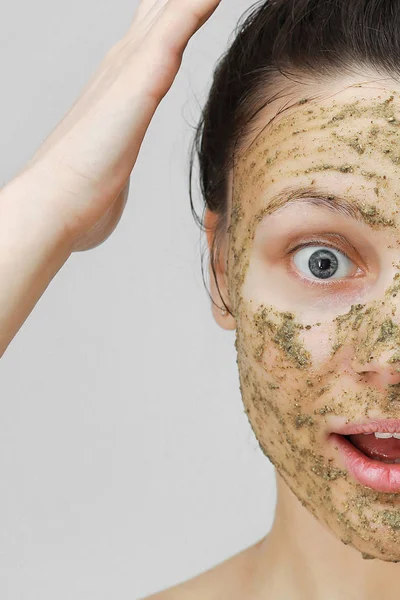 Zorg Van Huid Cosmetische Dag Verbaasd Jong Meisje Stijl Van — Stockfoto