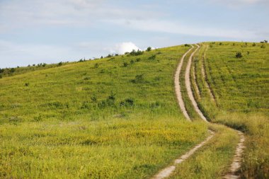 yol ile güzel manzara dağ manzarası. Tepeye kadar yolun dağ manzarası.