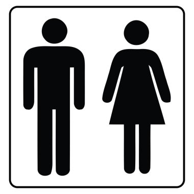 washroom sign,Restroom icon in white Background drawing by illustration,Male washroom sign and Female washroom sign -Vector clipart