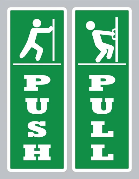 Pull Push Door Sign Open Door Board Green Background Drawing Royalty Free Stock Illustrations