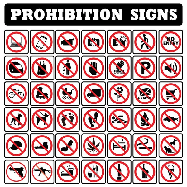 Muy Importante Más Útil Prohibición Signo Collection Most Útil Prohibición — Vector de stock