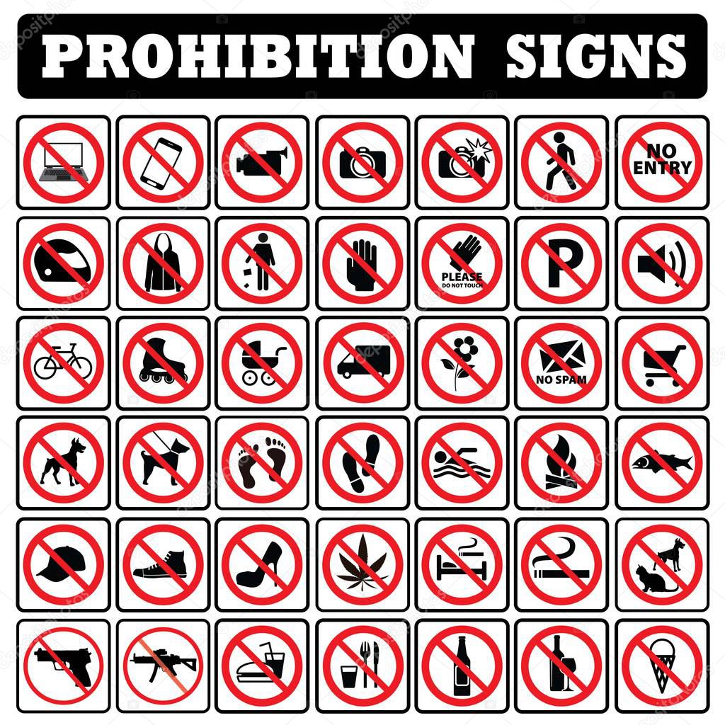 very important and Most useful Prohibition sign collection.Most useful Prohibition sign collection drawing by illustration