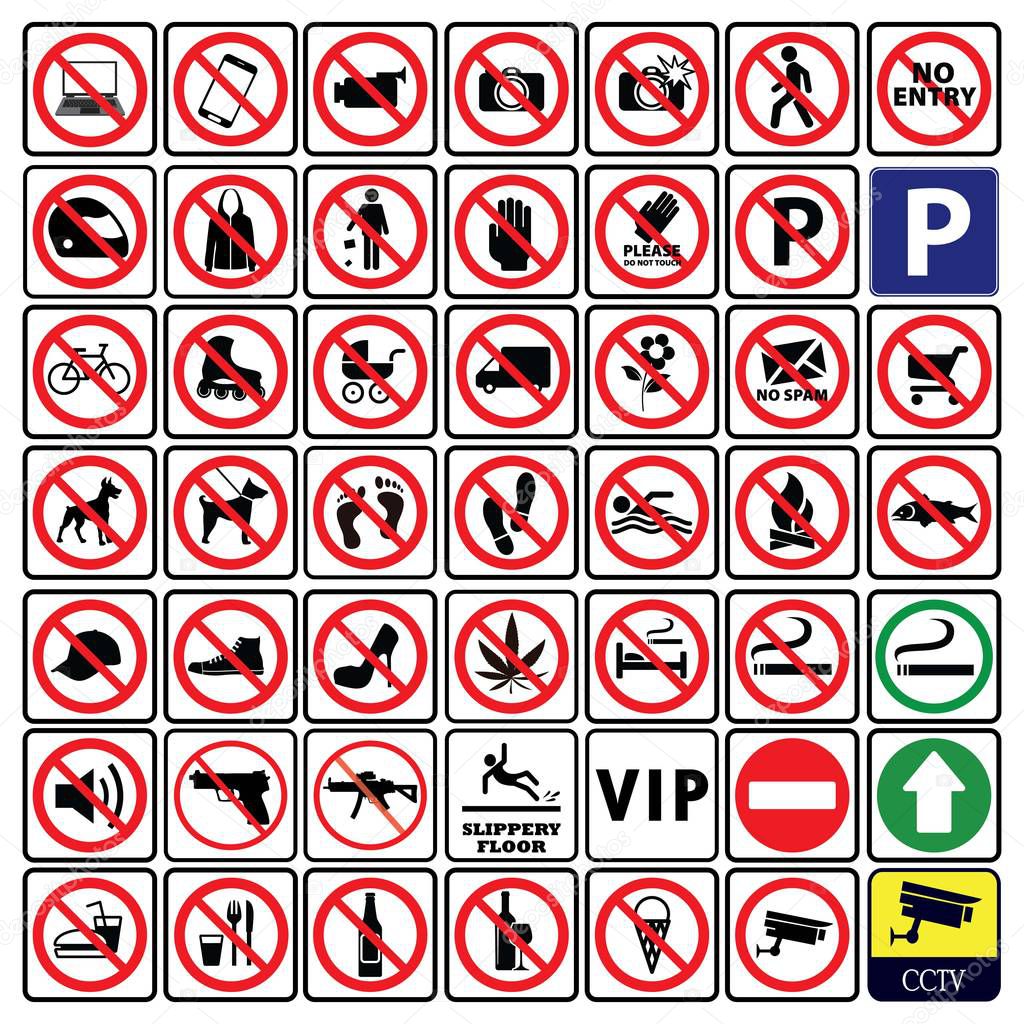 Very important and Most useful sign and symbol collection-Prohibition sign Collection.Most Useful icon collection drawing by illustration
