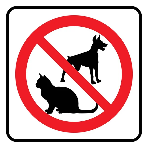ペットの記号はありません 犬と猫のアイコンは使用できません Icon Dogs 猫ではアイコンが許可されていません 禁止標識 — ストックベクタ