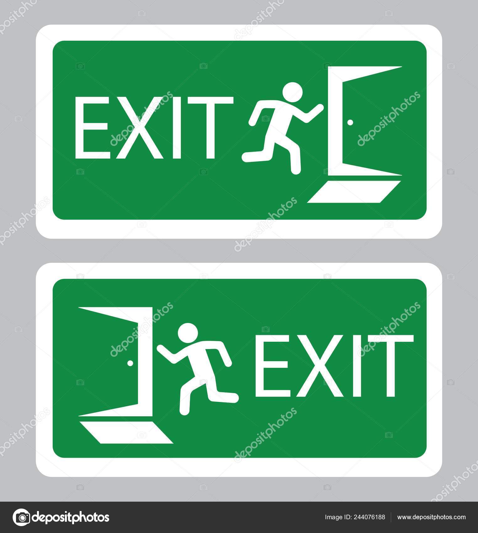 Emergency Exit Symbol Exit Board Green Background Drawing Illustration Vector Image By C Lakmaljz Gmail Com Vector Stock