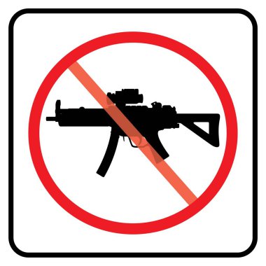 Hiç silah sign.no silah simge beyaz arka plan illüstrasyon-yasağı işareti ile çizim