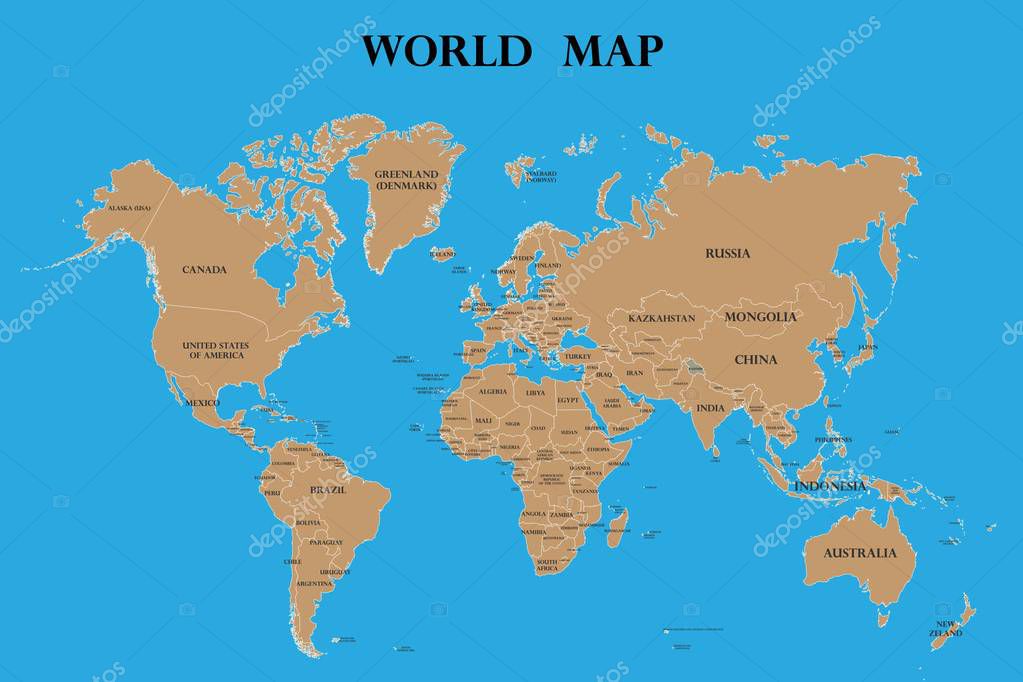 Mappa Del Mondo Con Nomi Paese Alta Mappa Dettagliata Del