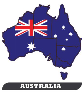 Avustralya harita ve Avustralya bayrağı. Arka plan illüstrasyon tarafından çizim için Avustralya harita ve Avustralya bayrağı kullanın