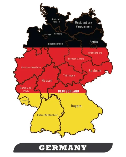 Mappa Germania Bandiera Germania Germania Mappa Germania Bandiera Uso Disegno — Vettoriale Stock