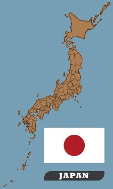 Mavi arka plan illüstrasyon tarafından çizim içinde Japonya ve Japonya Japan.Map, bayrak ve Japonya bayrak harita