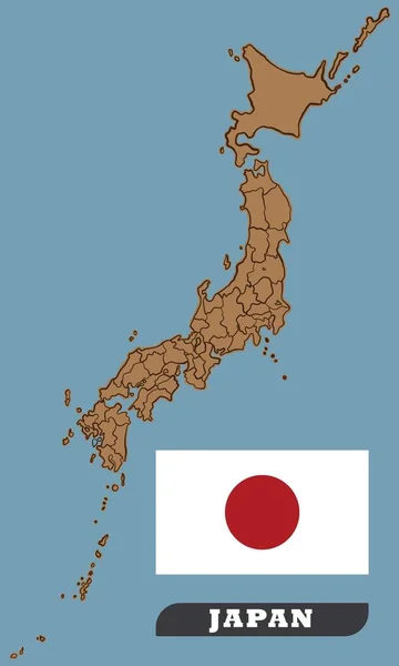 Mapa Japón Bandera Japón Mapa Japón Bandera Japón Azul Dibujo — Archivo Imágenes Vectoriales