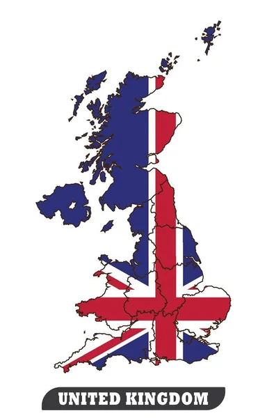 Χάρτη Του Ηνωμένου Βασιλείου Και Σημαία Των Ηνωμένων Kingdom Map — Διανυσματικό Αρχείο