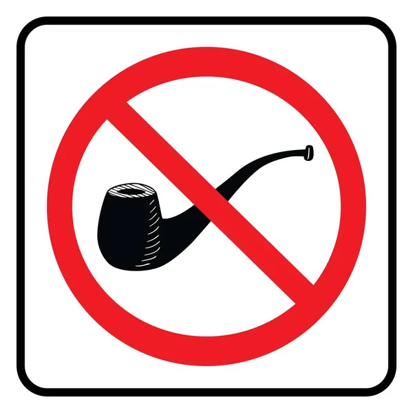 Keine Tabakpfeife Sign Prohibition Sign Tabakpfeife Zeichen Weißem Hintergrund Zeichnung — Stockvektor