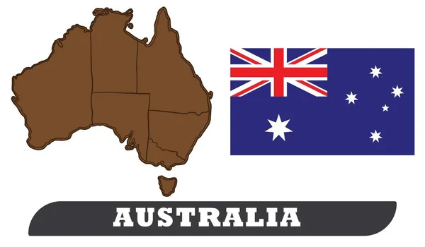 호주와 오스트레일리아의 국기의 지도입니다 일러스트 호주와 그림의 — 스톡 벡터