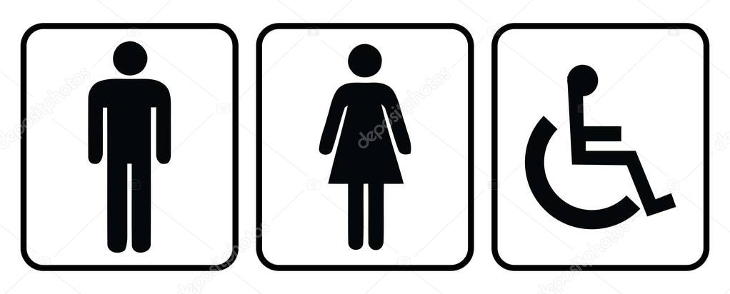 Wash room icon.Rest room icon.Male Washroom icon and Female washroom icon in white background drawing by illustration
