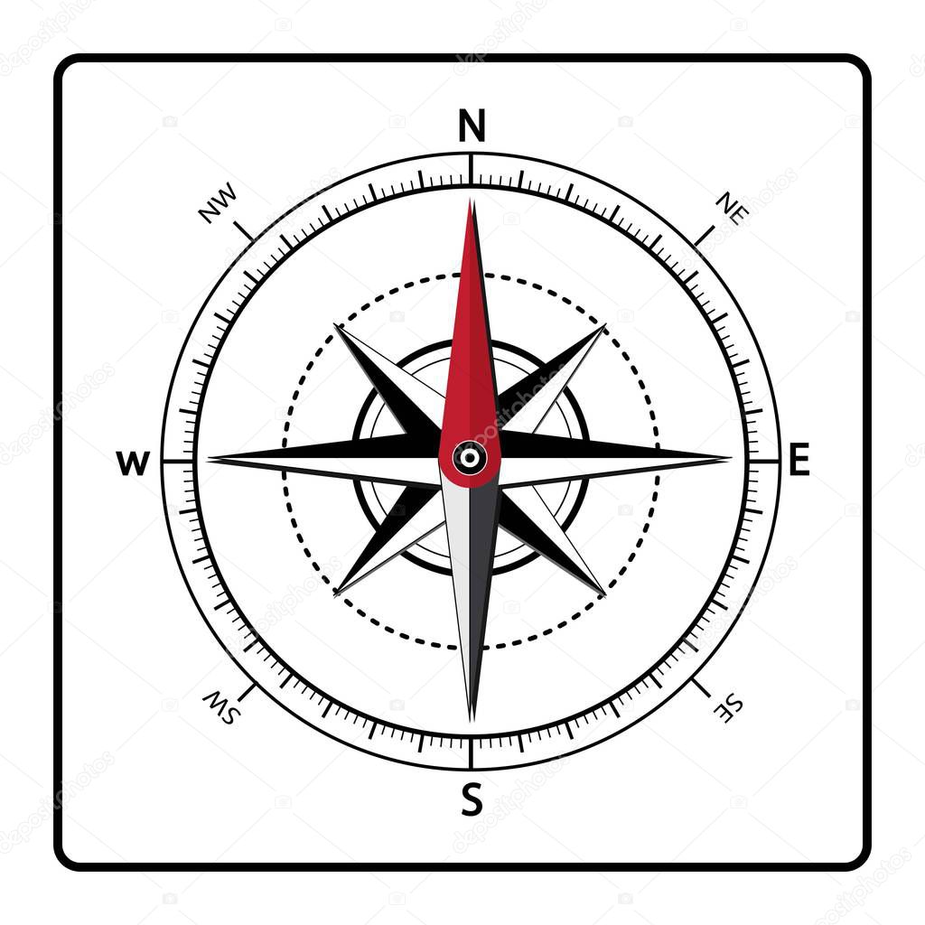 Compass icon.compass icon on white background drawing by illustration.Vector