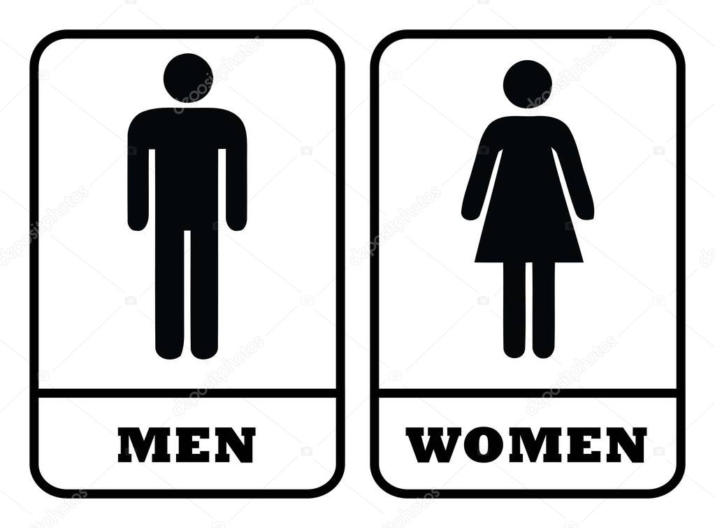 Washroom symbol and Rest room symbol.Men washroom icon and Women washroom sign in white background drawing by illustration