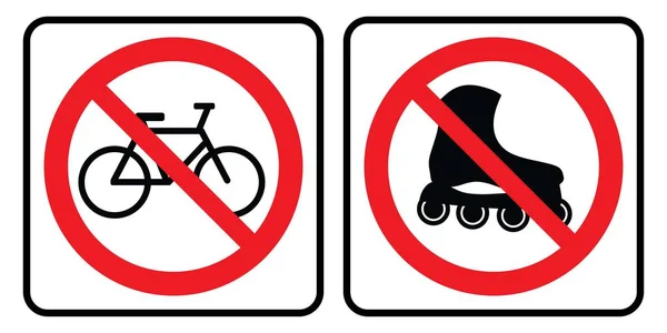 Bicycle Symbol Roller Skate Sign Prohibition Sign Vector Illustration Bicycle — Stock Vector