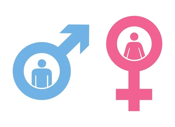 Ikon Pria Dan Wanita Memberi Isyarat Ikon Gender Gambar Berdasarkan - Stok Vektor