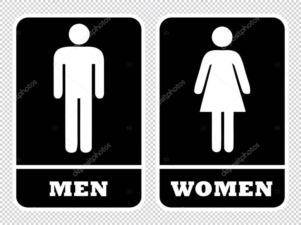 Men and women wash room sign. Men washroom sign and Women washroom sign in transparent background drawing by illustration