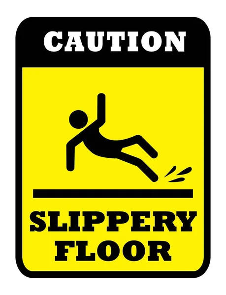 Cuidado Slippery Floor Board Slippery Floor Sinal Fundo Amarelo Desenho — Vetor de Stock