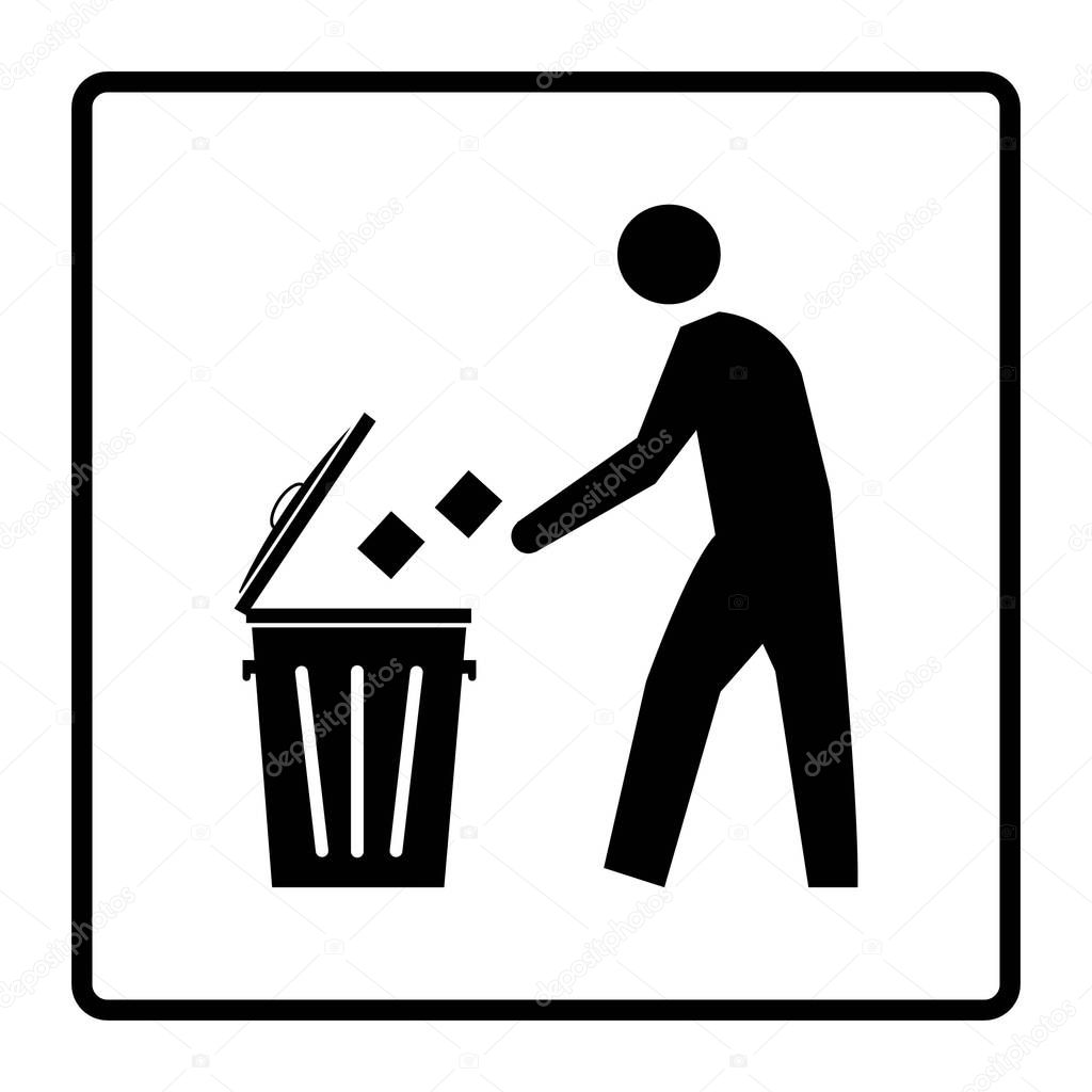 Dispose trash icon. Rubbish bin sign. Dustbin symbol Drawing by illustration
