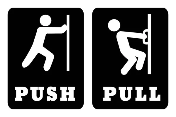 Push Pull Door Sign Black Background White Push Door Sign — Stock Vector