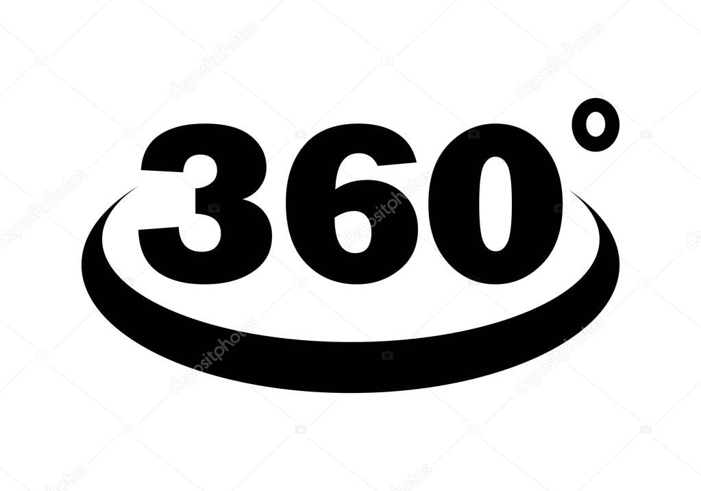 Three hundred and sixty sign on white background Drawing by Illustration. 360 sign