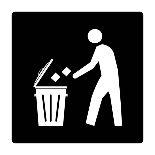 Mülltonnenschild Auf Schwarzem Hintergrund Zeichnung Nach Abbildung — Stockvektor