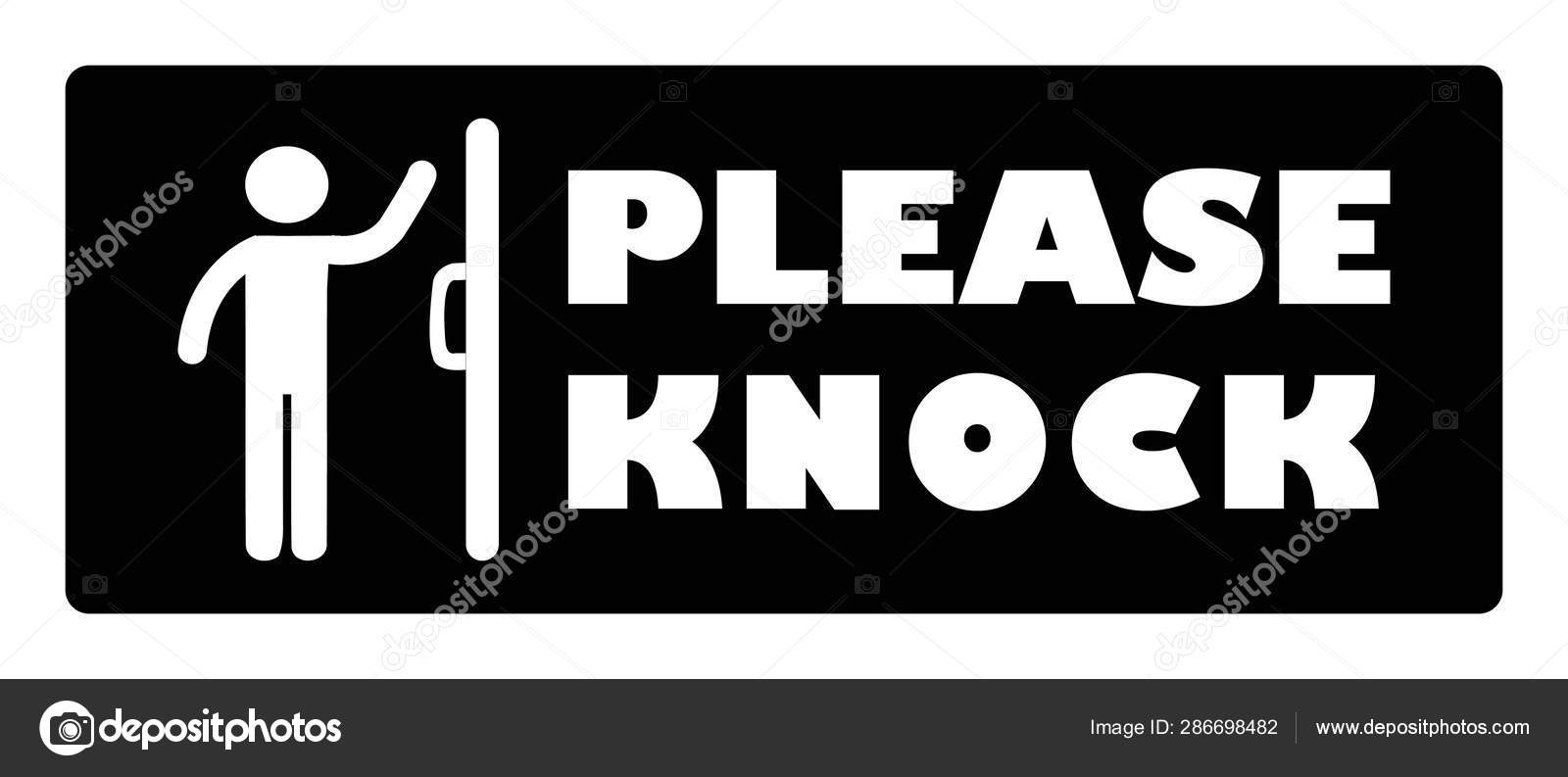 Please Knock Door Sign Man Knocking Door Icon Black