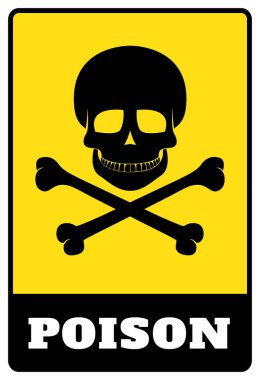 Sarı dikdörtgen Board.Poison Sign üzerinde Poison Sign resimde sarı arka plan çizim.
