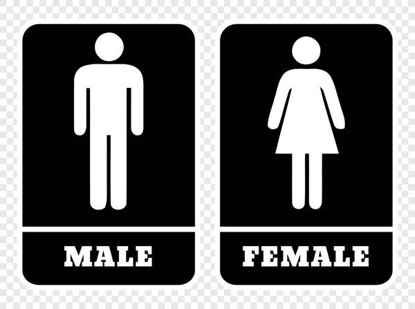 男性用洗面所の看板と女性用洗面所の看板 イラストによる黒い背景画の洗面所の看板 — ストックベクタ