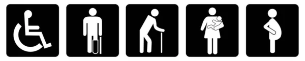Hisse Senedi Vektör Öncelikli Oturma Engelleme Yaşlı Yolcu Yolcu Hamile Stok Illüstrasyon