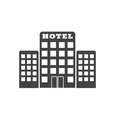 Resme göre beyaz arkaplan çiziminde Otel Simgesi izole edildi. Web için Otel Simgesi
