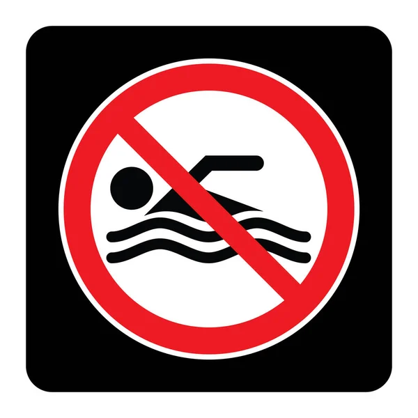 Warning Swim Sign Swim Icon Black Background — Stock Vector