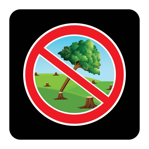 Stop Cutting Trees Icon Forest Image Black Background Drawing Illustration — Stock Vector