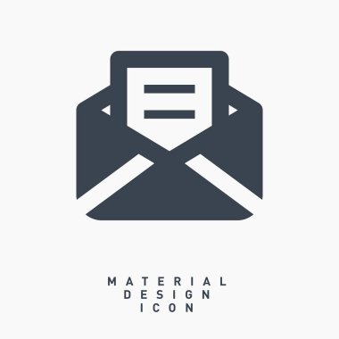 Açık e-posta iletisi malzeme tasarımına çizgi vektör simgesi