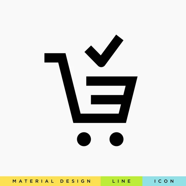 alışveriş sepeti ile onay satırı vektör minimalist simgesi
