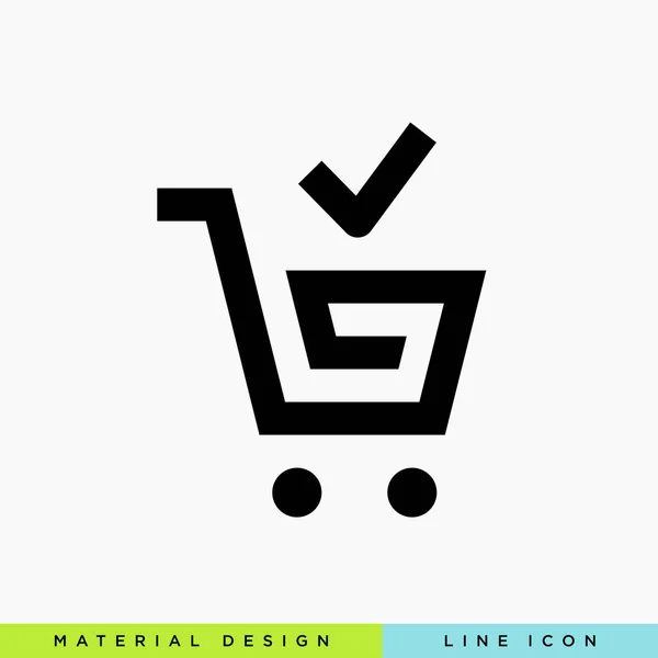 alışveriş sepeti ile onay satırı vektör minimalist simgesi