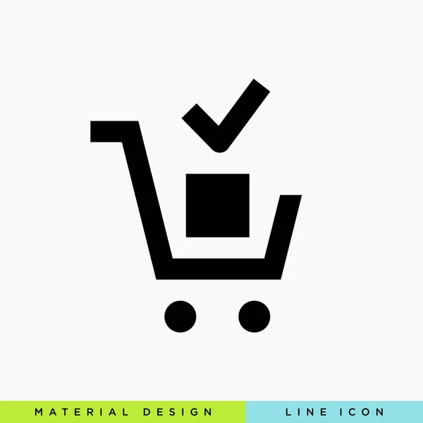 alışveriş sepeti ile onay satırı vektör minimalist simgesi