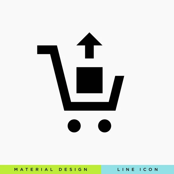 shopping cart up take out line vector minimalistic icon