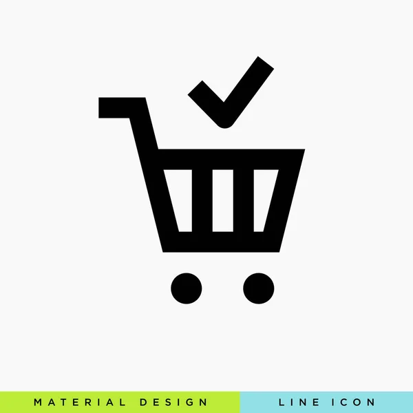 alışveriş sepeti ile onay satırı vektör minimalist simgesi